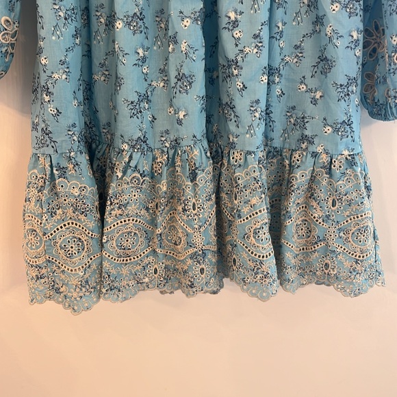 Anthropologie x A Collective Story Blue Floral Embroidered Eyelet Dress- S - Picture 7 of 8